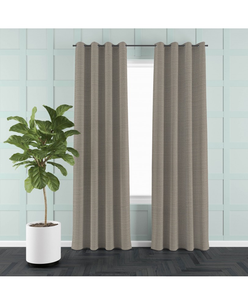 Light Brown Solid Color Cotton Curtain( set of 2)  
