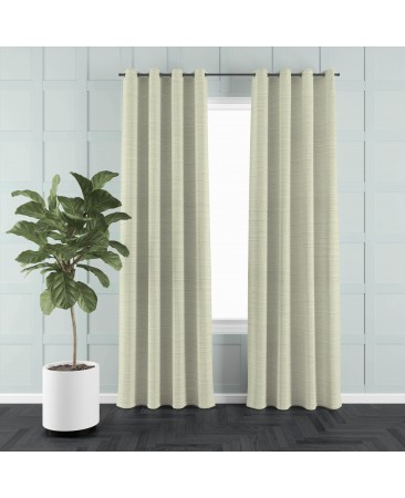 Cream Solid Color Cotton Curtain( set of 2)  