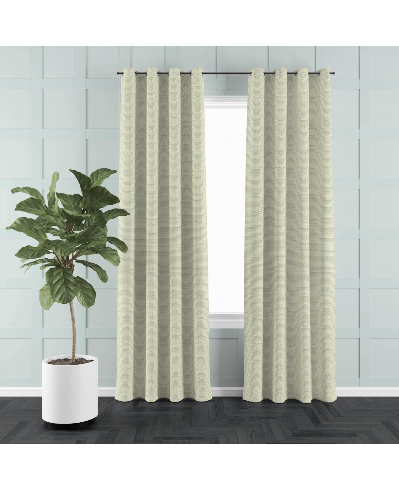 Cream Solid Color Cotton Curtain( set of 2)  