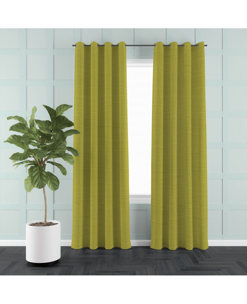 Green Solid Color Cotton Curtain( set of 2)  