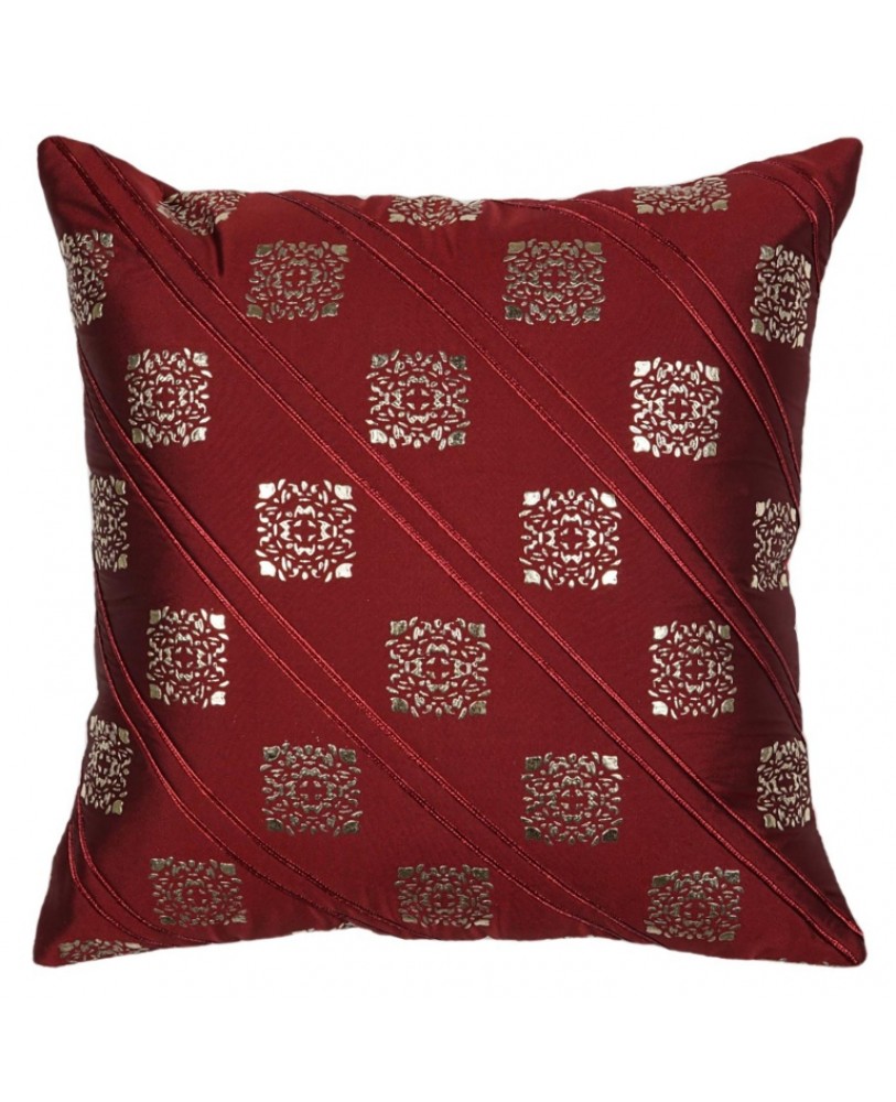 MAROON BASE WITH GOLD FOIL PRINT CUSHION COVER 