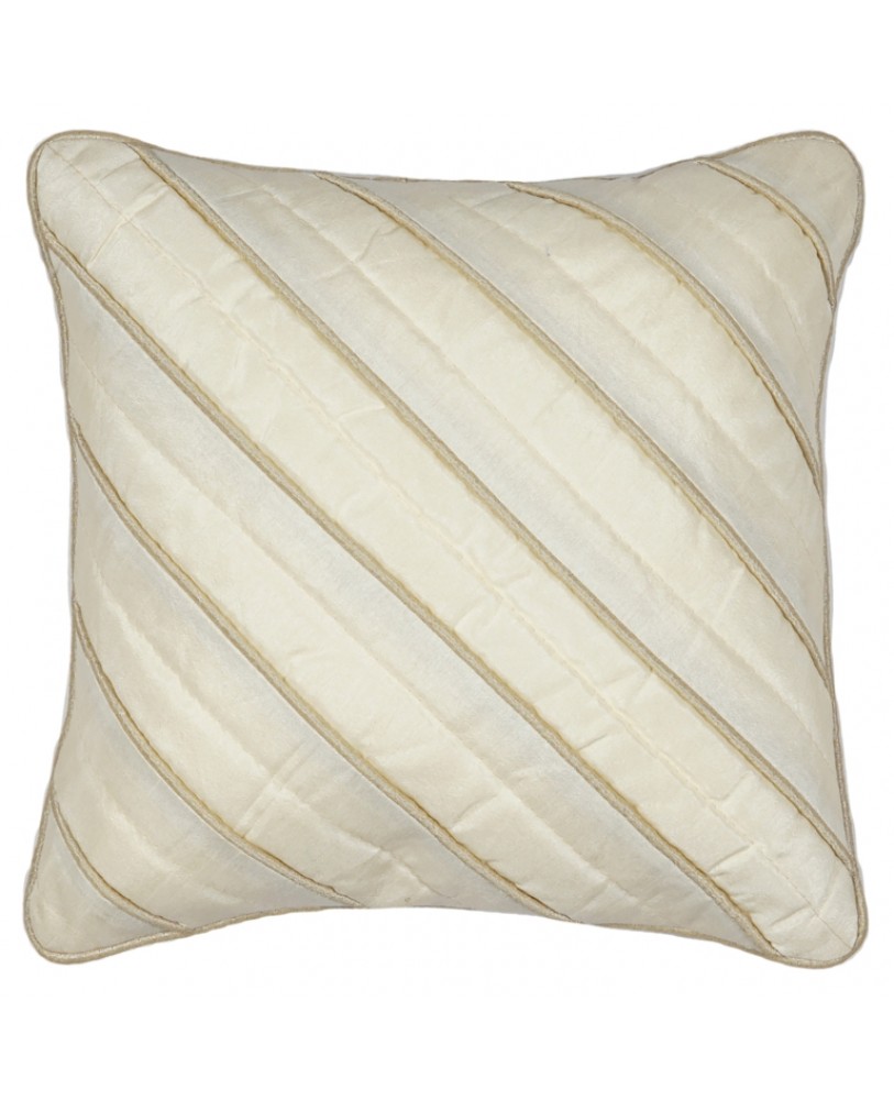 CREAM DUPION CUSHION COVER WITH BEIGE ROPE PIPING
