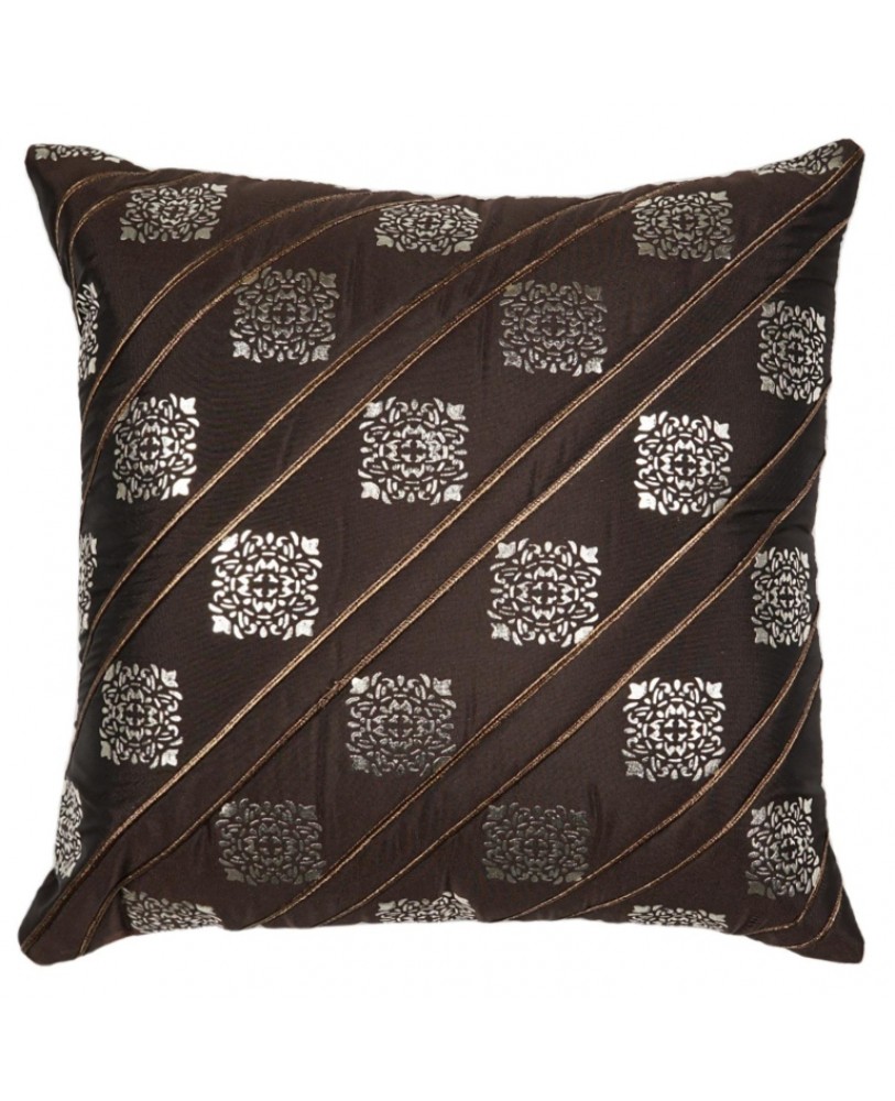 DARK BROWN BASE WITH GOLD FOIL PRINT CUSHION COVER