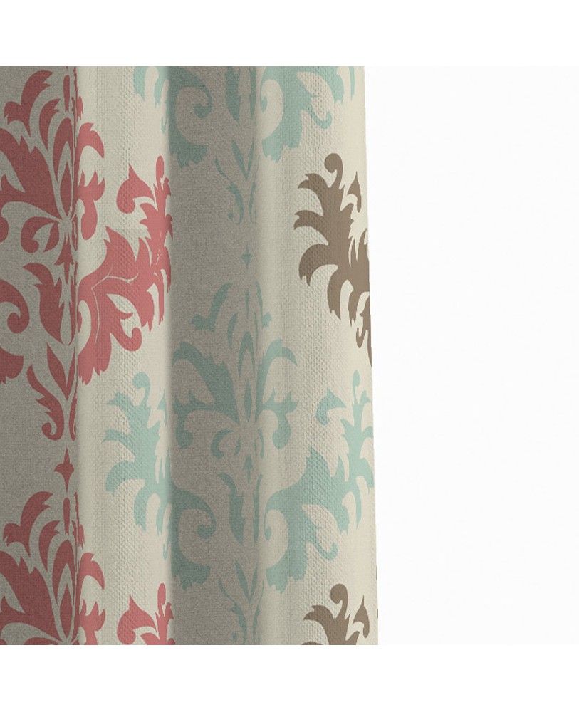 Printed Fusion Pink Blue And Cream Cotton Eyelite Door Curtain
