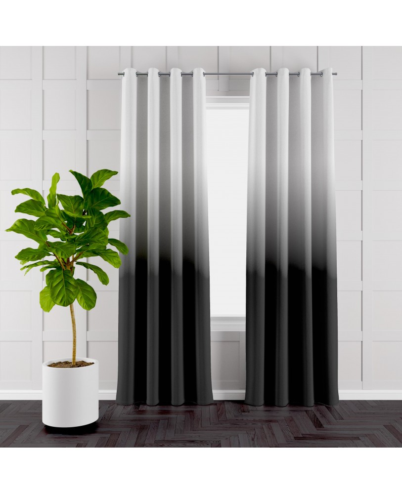 Charcoal black and White Ombre Eyelet Curtain
