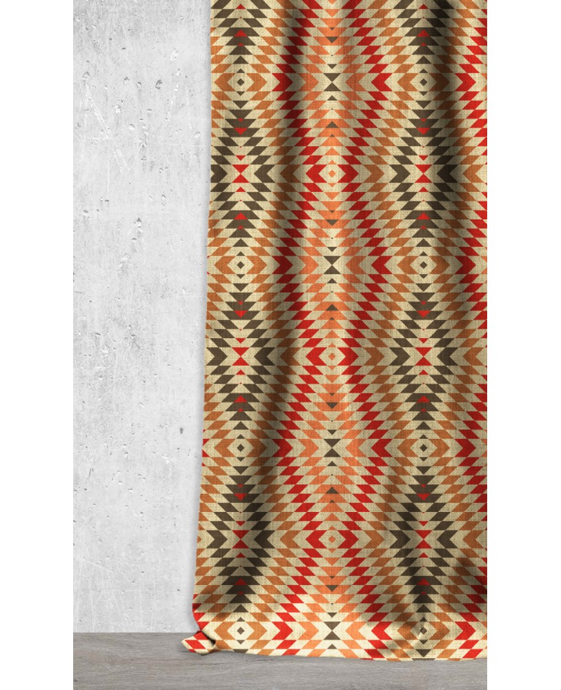 Rust Brown Abstract Printed Pattern AZTEC-02 Upholestry fabric