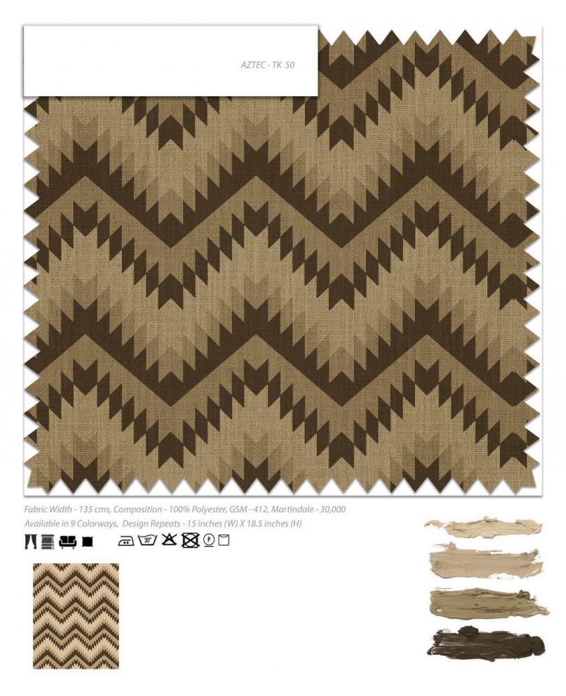 Brown Zig Zag Printed  AZTEC-50 Upholstery fabric