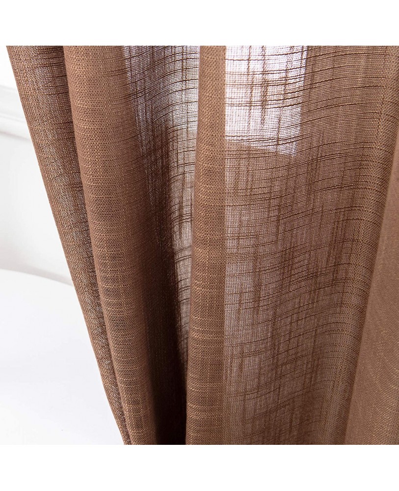 Plain Brown Linen Sheer 3108 By Linens Studio