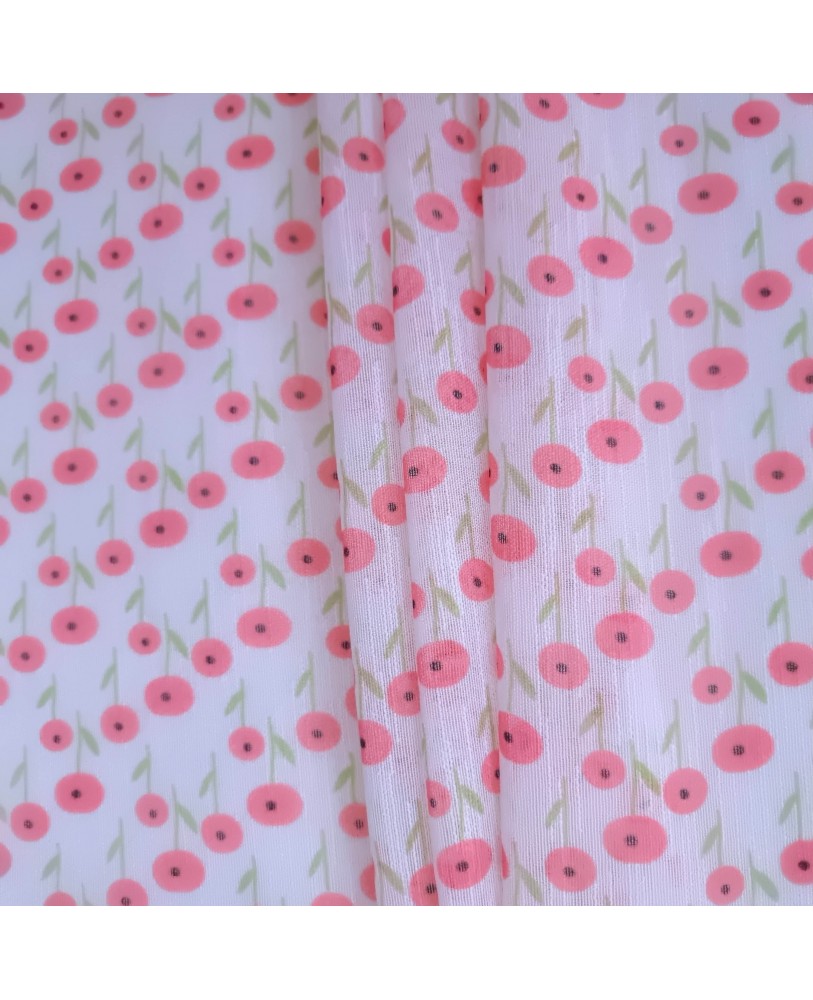Peach Color Small Flowers Printed Sheers By Linens Studio