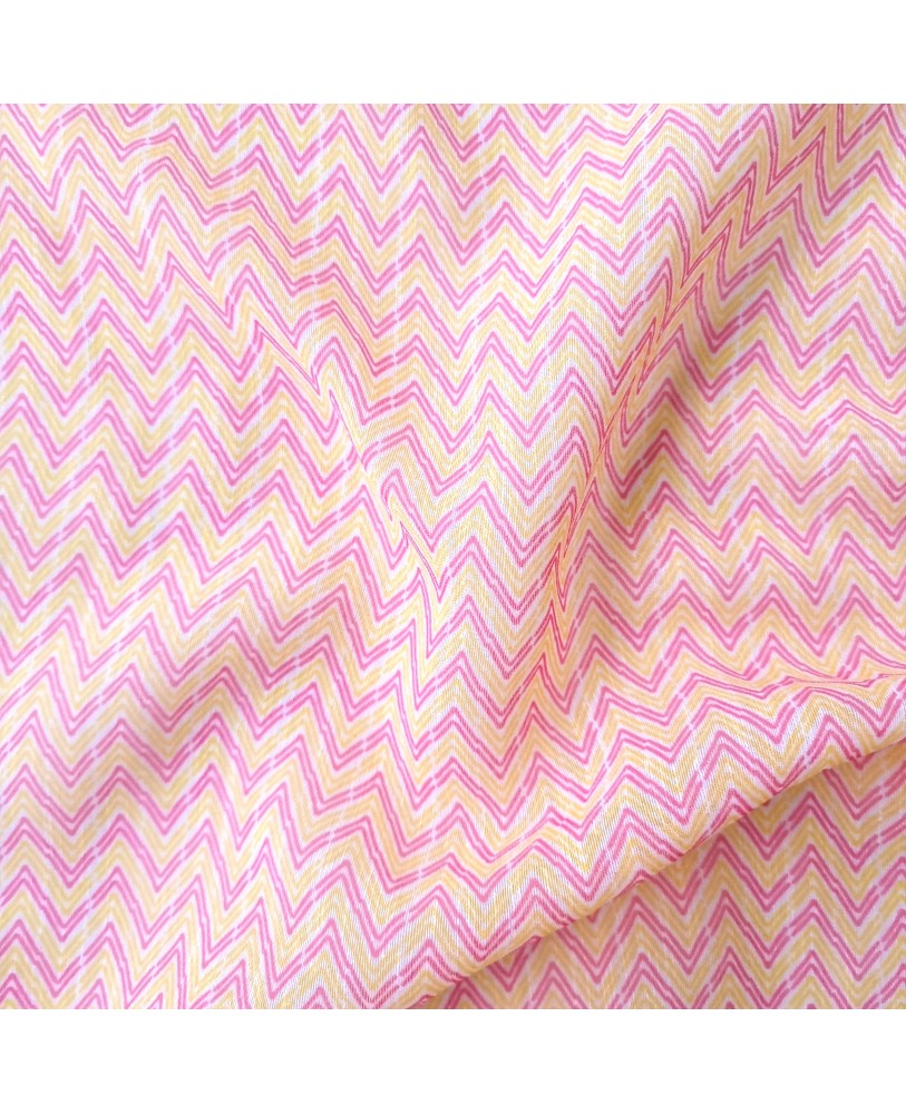 Yellow Pink Zigzag Printed Sheer By Linens Studio