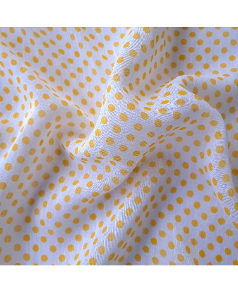 Yellow Polka Printed Sheer By Linens Studio